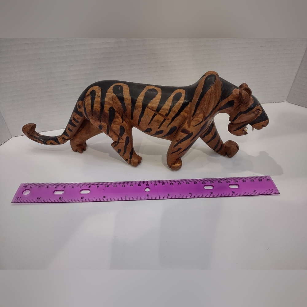 Wooden African Tiger Carving
